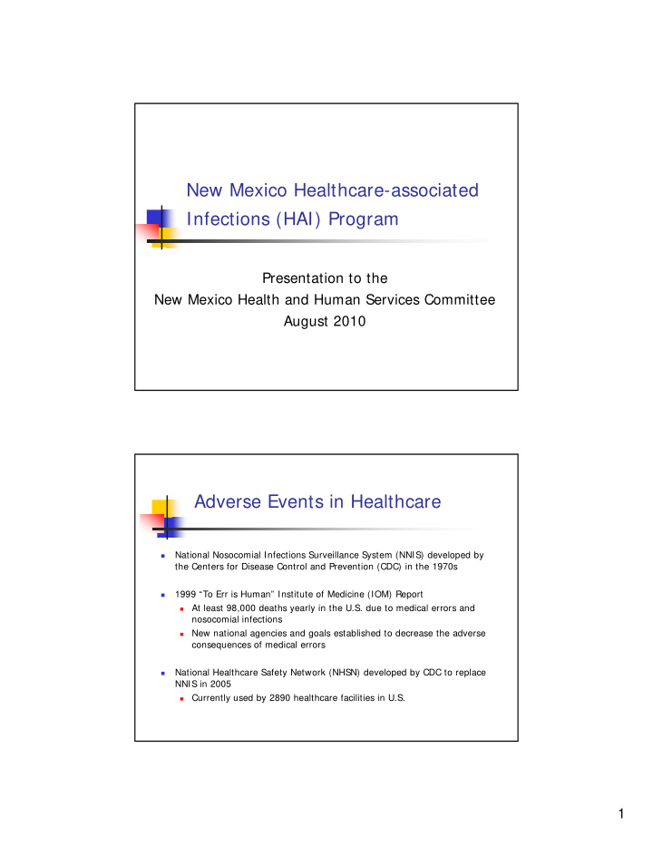 new mexico healthcare associated infections hai program