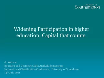 education: Capital that counts.  Jo Watson  Bourdieu and Geometric Data Analysis Symposium