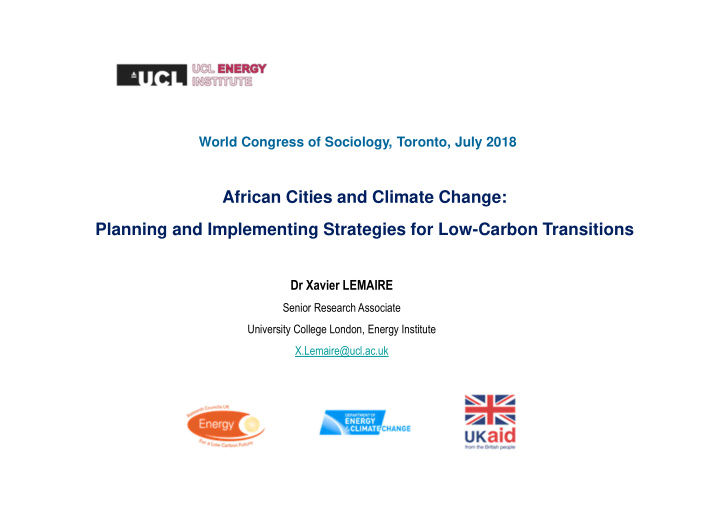 african cities and climate change planning and