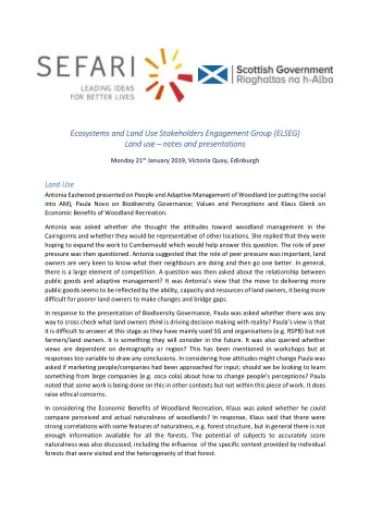 Ecosystems and Land Use Stakeholders Engagement Group (ELSEG)  Land use  notes and presentations