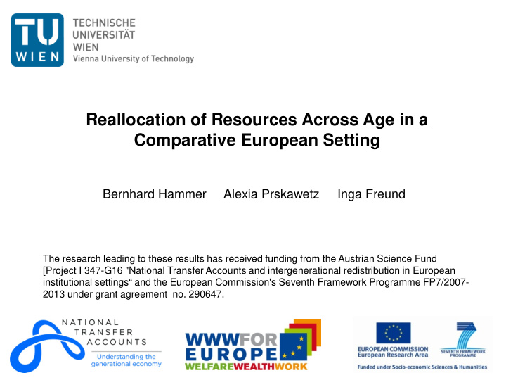 reallocation of resources across age in a comparative