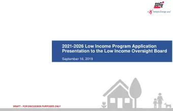 2021-2026 Low Income Program Application  Presentation to the Low Income Oversight Board  September