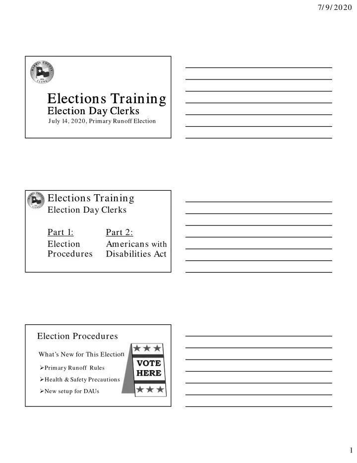 elections training elections training