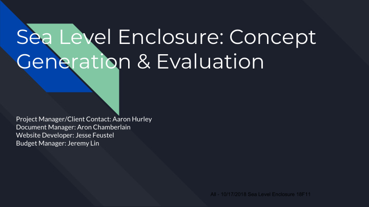 sea level enclosure concept generation amp evaluation