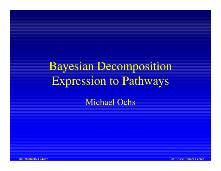 bayesian decomposition expression to pathways