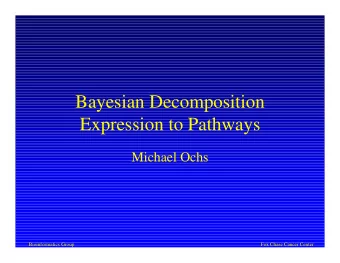 Bayesian Decomposition  Expression to Pathways  Michael Ochs  Bioinformatics Group  Fox Chase