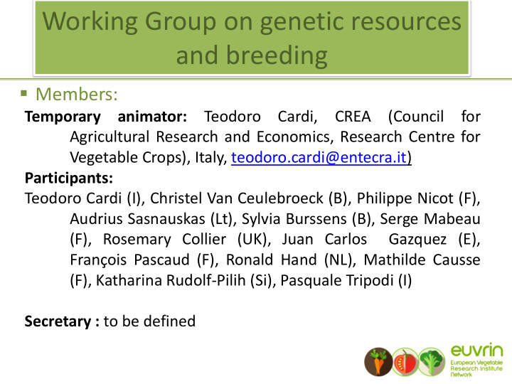 working group on genetic resources