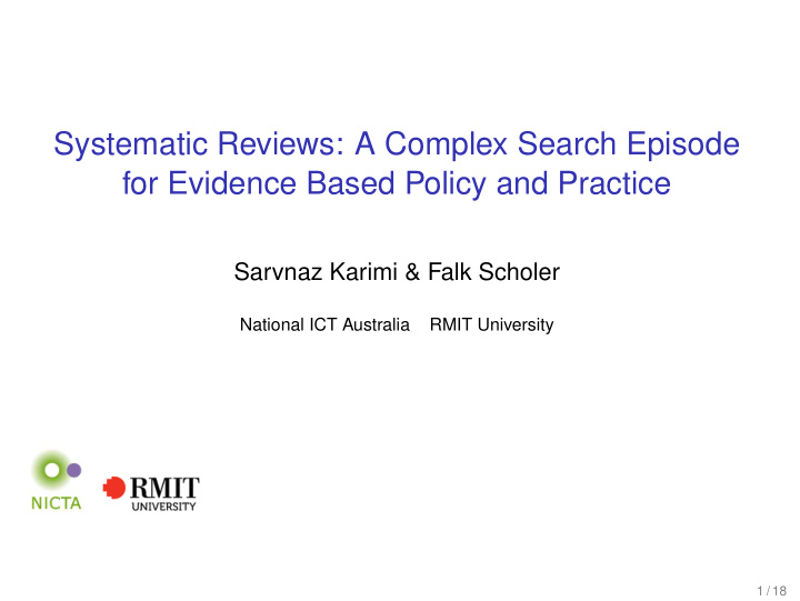 systematic reviews a complex search episode for evidence