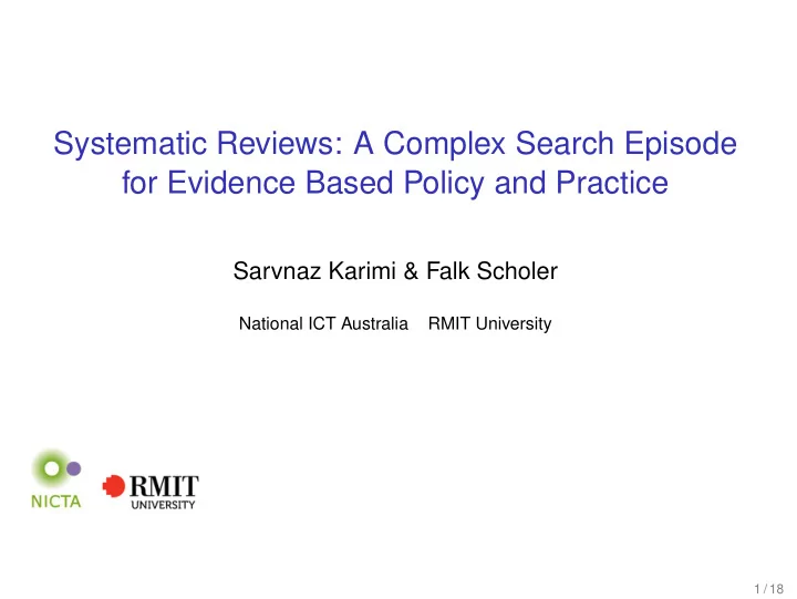 systematic reviews a complex search episode for evidence