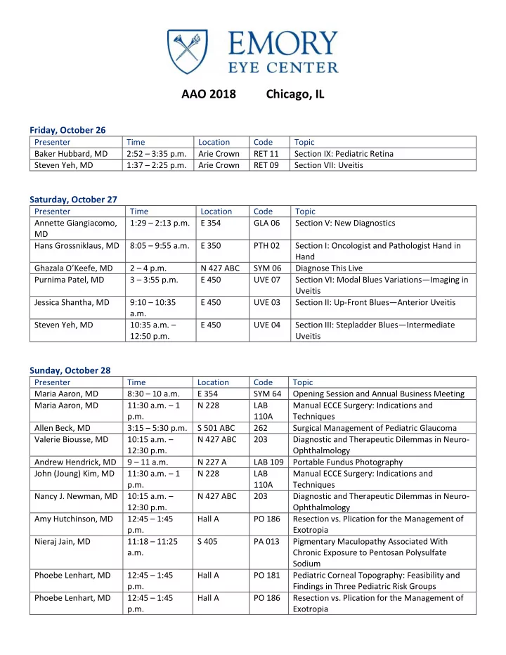 aao 2018 chicago il