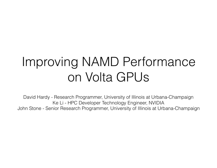 improving namd performance on volta gpus