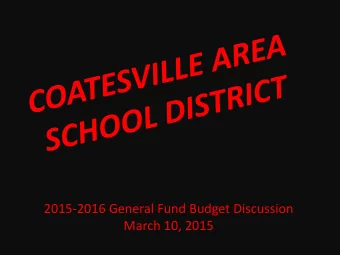 2015-2016 General Fund Budget Discussion  March 10, 2015  2015-2016 Preliminary Expenditures