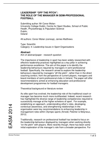 EASM 2014  contextual awareness, and strengthening relationships in the  organisation were key
