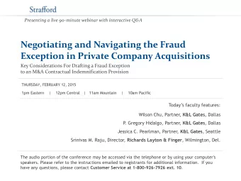 Negotiating and Navigating the Fraud  Exception in Private Company Acquisitions  Key Considerations