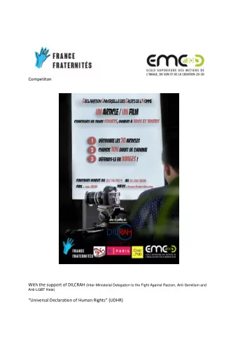 Competiton With the support of DILCRAH (Inter-Ministerial Delegation to the Fight Against Racism,