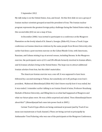 5 September 2012  My talk today is on the United States, Iran, and Israel.  On this first slide we