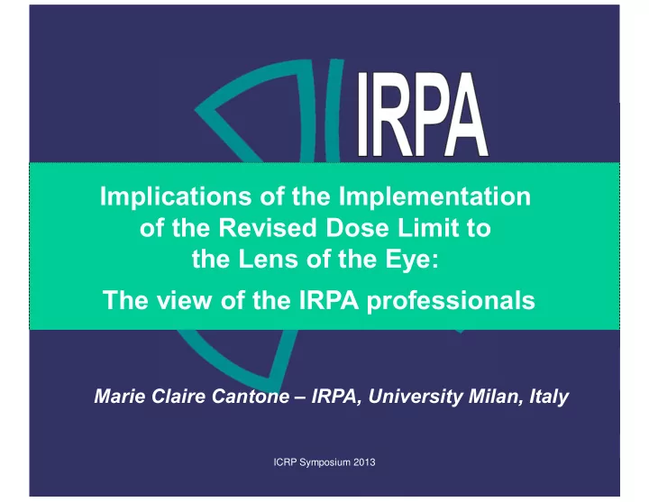 implications of the implementation of the revised dose
