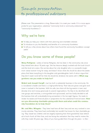 to professional advisors Sa m ple presentation ( Please note: This presentation is long. Please