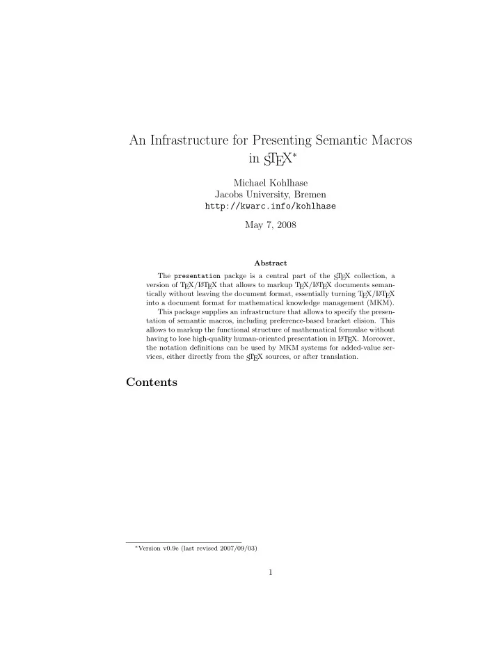 an infrastructure for presenting semantic macros