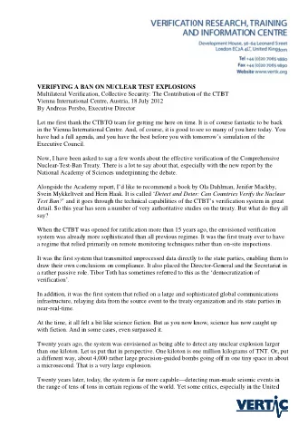 VERIF  FYING A B  BAN ON NU  UCLEAR T  TEST EXP  PLOSIONS S  Multilat  teral Verific  cation, Coll