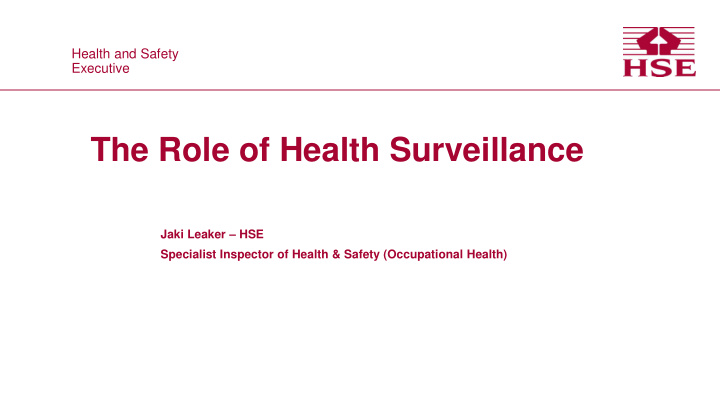 the role of health surveillance