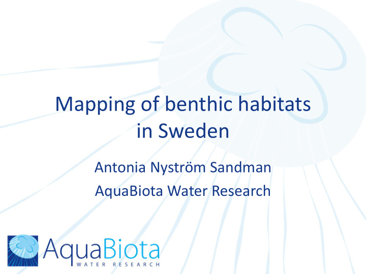 mapping of benthic habitats in sweden