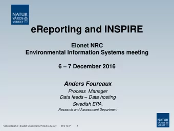 eReporting and INSPIRE  Eionet NRC  Environmental Information Systems meeting 6  7 December 2016