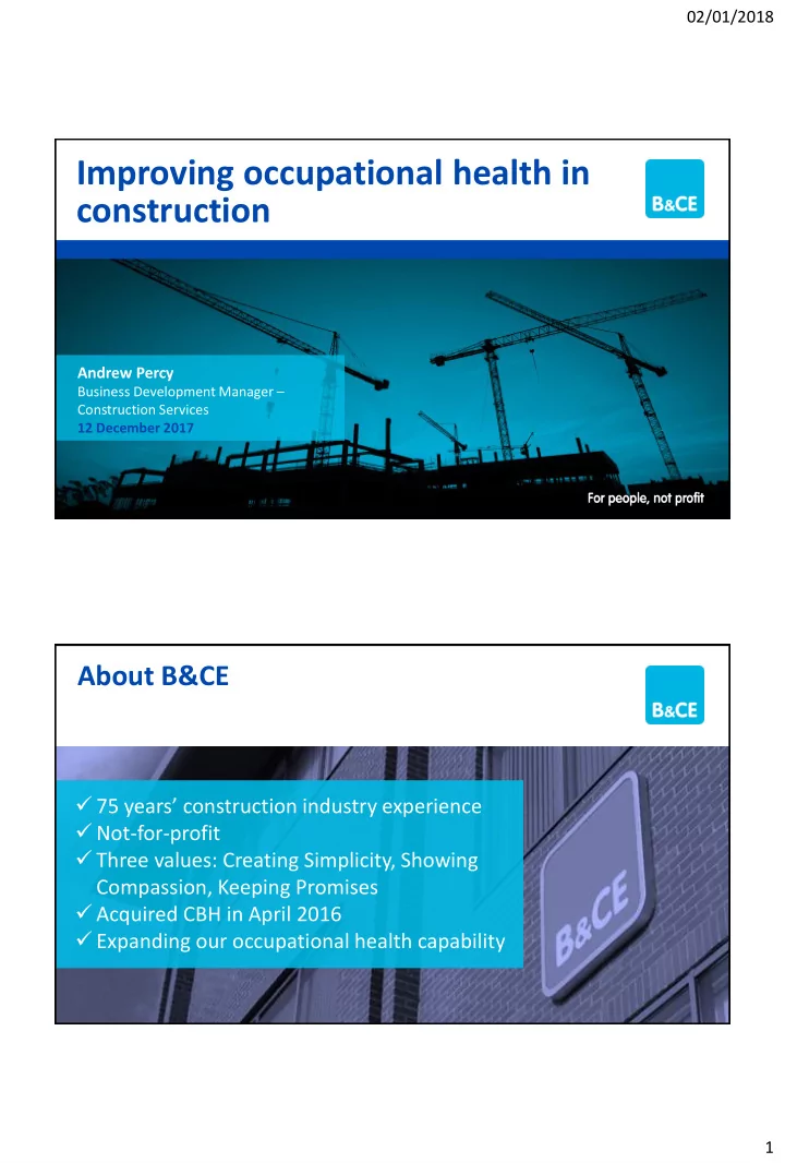 improving occupational health in construction