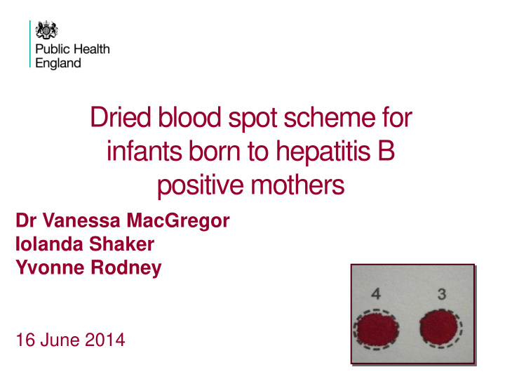 dried blood spot scheme for