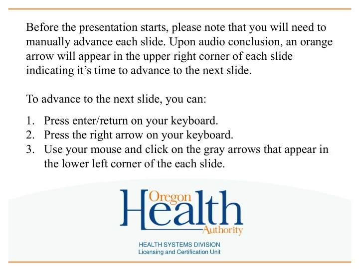 the lower left corner of the each slide
