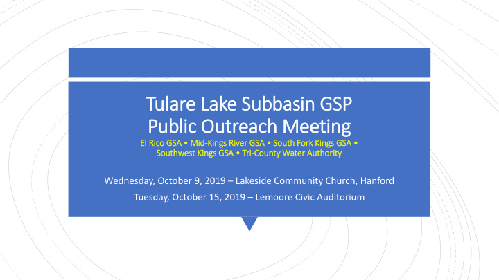 tulare la lake subbasin gs gsp public o out utrea each m