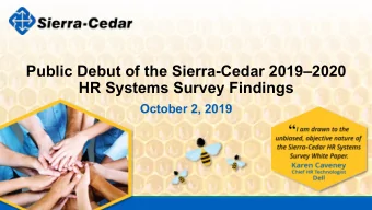Public Debut of the Sierra-Cedar 20192020  HR Systems Survey Findings  October 2, 2019