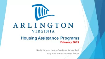 Housing Assistance Programs  February 2019  Nicole Harmon, Housing Assistance Bureau Chief  Lucy Y