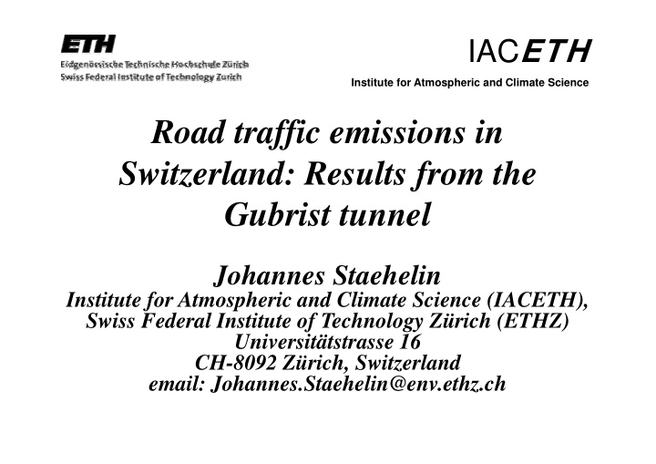 r road traffic emissions in d t ffi i i i switzerland