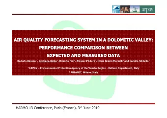 AIR QUALITY FORECASTING SYSTEM IN A DOLOMITIC VALLEY:  AIR QUALITY FORECASTING SYSTEM IN A