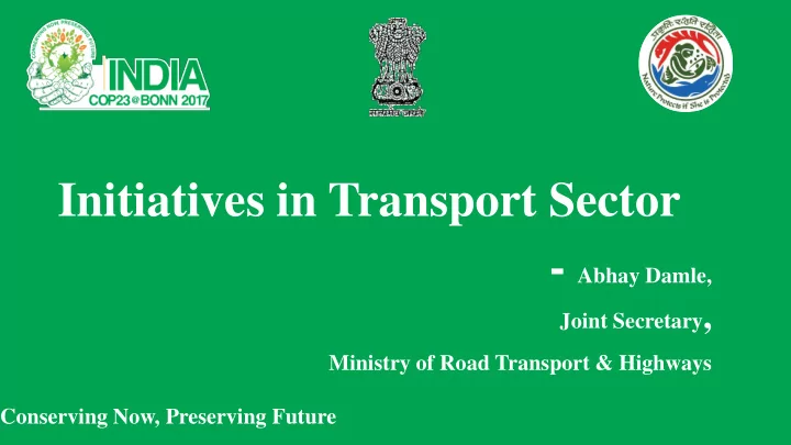 initiatives in transport sector