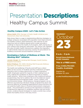 23  college campuses associated with population level improvements.  The Healthy Campus 2020