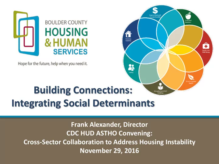 building connections integrating social determinants