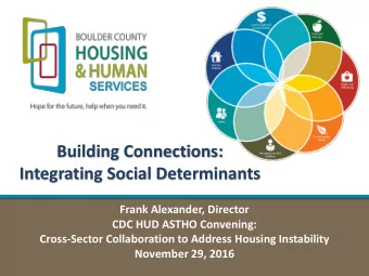 Building Connections: Integrating Social Determinants  Frank Alexander, Director  CDC HUD ASTHO