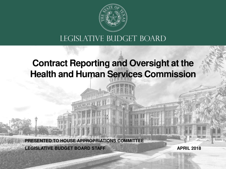 contract reporting and oversight at the health and human