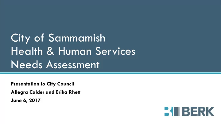 city of sammamish health amp human services needs