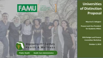 Improving  October 3, 2019 21 st Century  Health and Wellness  Proposal Alignment with Key Goals