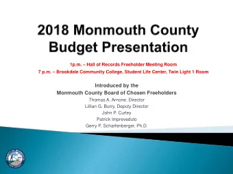 Introduced by the  Monmouth County Board of Chosen Freeholders  Thomas A. Arnone, Director  Lillian