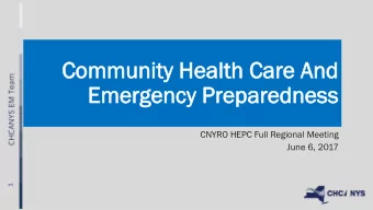 Co  Community  mmunity Heal  Health  th Ca  Care  re An  And  d  Em  Emergency  ergency Pr