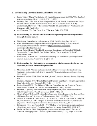 1. Understanding Growth in Health Expenditures over time Fuchs, Victor. Major Trends in the US
