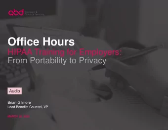 Office Hours  HIPAA Training for Employers:  From Portability to Privacy  Audio  Brian Gilmore