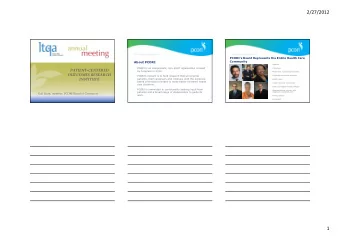 2/27/2012  PATIENT-CENTERED O UTCO MES RESEARCH INSTITUTE  PATIENT-CENTERED O UTCO MES RESEARCH