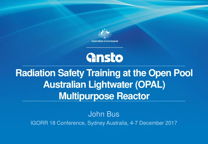 radiation safety training at the open pool