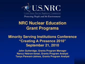 Grant Programs  Minority Serving Institutions Conference  Creating A Presence 2010  September