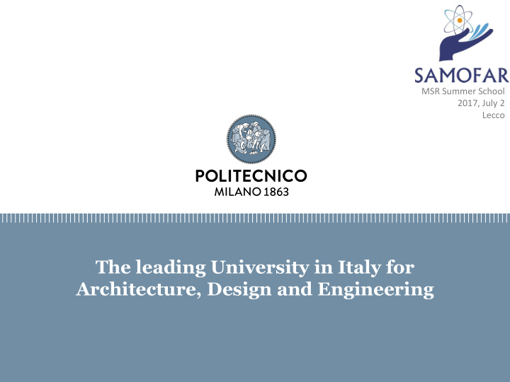 the leading university in italy for architecture design